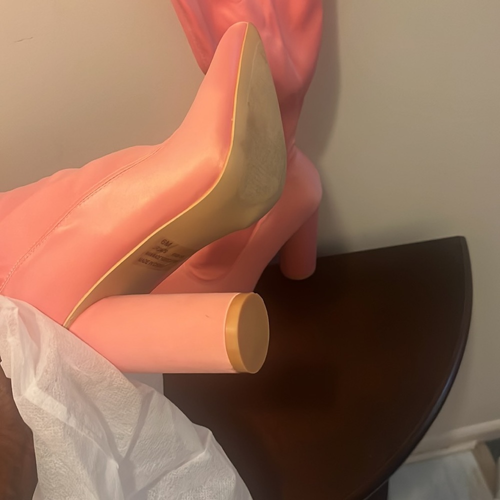 Pink Satin thigh Hi boot - Picture 3 of 4